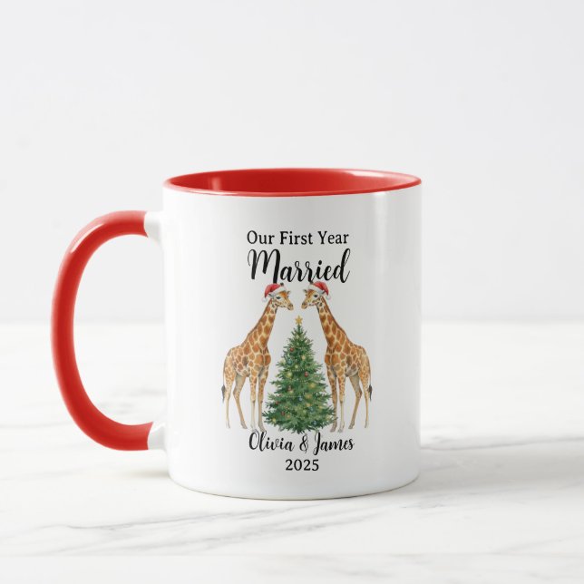 Our First Year Married Goose Custom Christmas Mug (Left)