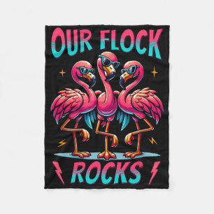 Our Flock Rocks Cute Flamingo Matching Family Vaca Fleece Blanket