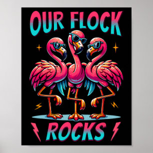 Our Flock Rocks Cute Flamingo Matching Family Vaca Poster