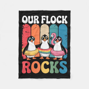 Our Flock Rocks Cute Penguin Family Love Summer Fleece Blanket