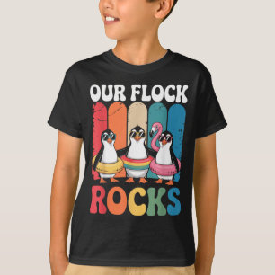 Our Flock Rocks Cute Penguin Family Love Summer T-Shirt