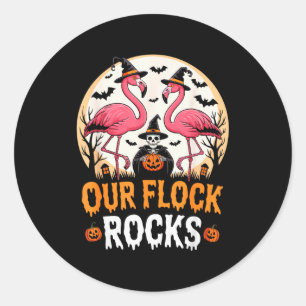 Our Flock Rocks Flamingo Halloween Costume Matchin Classic Round Sticker