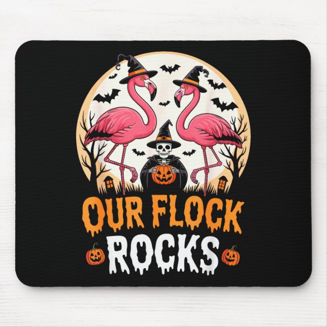 Our Flock Rocks Flamingo Halloween Costume Matchin Mouse Mat (Front)
