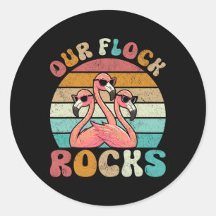 Our Flock Rocks Flamingo Matching Family Vacation  Classic Round Sticker