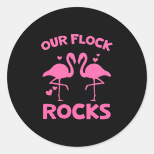 Our Flock Rocks Flamingo Matching Family Vacation Classic Round Sticker