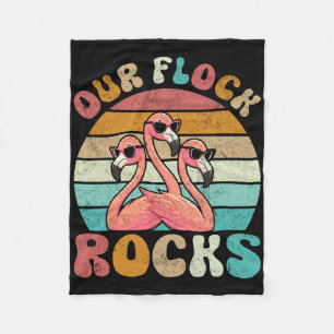 Our Flock Rocks Flamingo Matching Family Vacation  Fleece Blanket