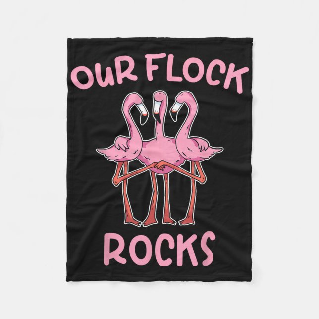 Our Flock Rocks Flamingo Matching Family Vacation  Fleece Blanket (Front)