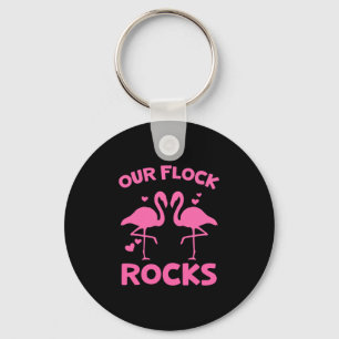 Our Flock Rocks Flamingo Matching Family Vacation Key Ring