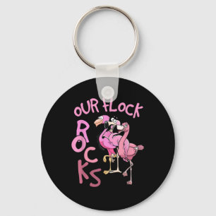 Our Flock Rocks Flamingo Matching Family Vacation Key Ring