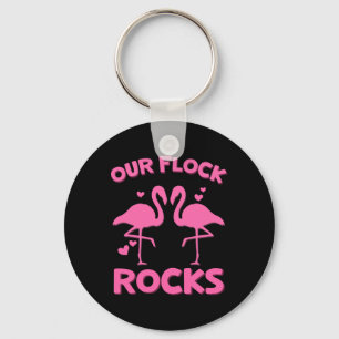 Our Flock Rocks Flamingo Matching Family Vacation Key Ring