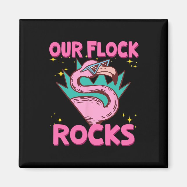 Our Flock Rocks Flamingo Matching Family Vacation  Magnet (Front)