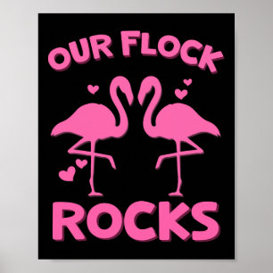 Our Flock Rocks Flamingo Matching Family Vacation Poster
