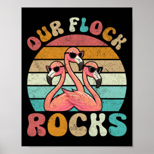 Our Flock Rocks Flamingo Matching Family Vacation Poster