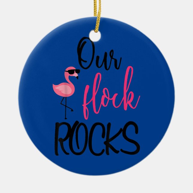 Our Flock Rocks Flamingo Mother's Day  Ceramic Tree Decoration (Front)