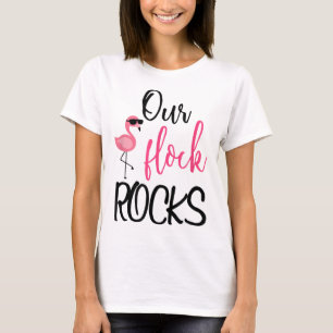 Our Flock Rocks Flamingo Mother's Day Gift T-Shirt
