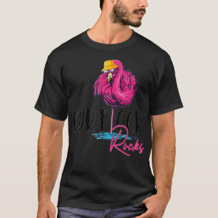 Our Flock Rocks Flamingo Pink Mother Grandpa T-Shirt