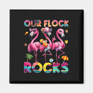 Our Flock Rocks Flamingo Summer Vacation Family Ma Magnet