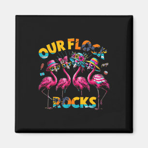 Our Flock Rocks Flamingo Summer Vacation Family Ma Magnet