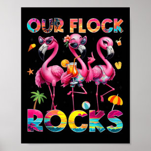 Our Flock Rocks Flamingo Summer Vacation Family Ma Poster