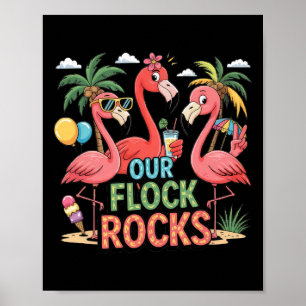 Our Flock Rocks Flamingo Summer Vacation Family Ma Poster