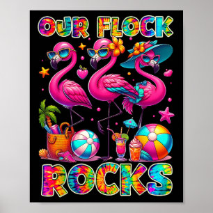 Our Flock Rocks Flamingo Summer Vacation Family Ma Poster