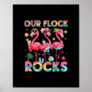 Our Flock Rocks Flamingo Summer Vacation Family Ma Poster