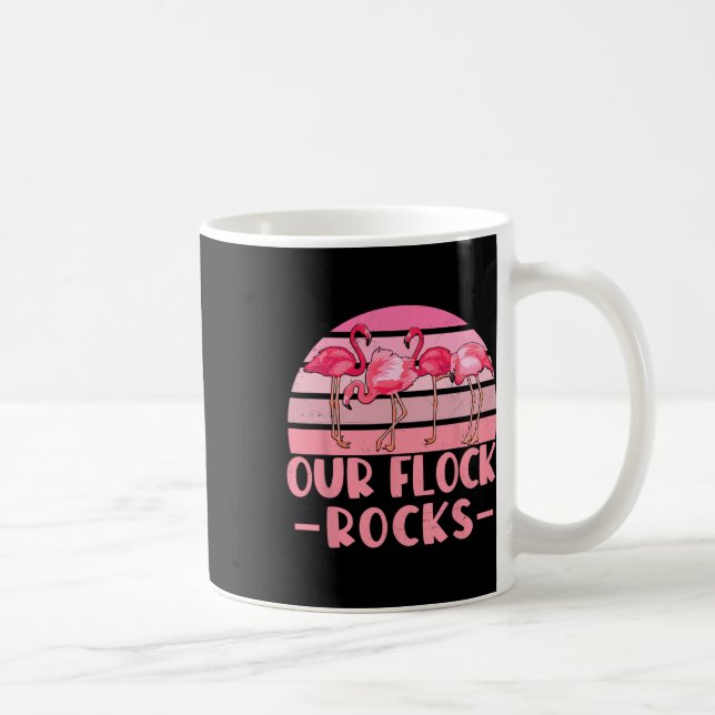 Our Flock Rocks Flamingos Lover Family Vacation Gr Coffee Mug (Right)