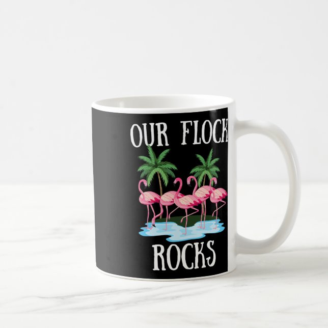 Our Flock Rocks Flamingos Lover Family Vacation Gr Coffee Mug (Right)