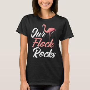 Our Flock Rocks Funny Family Matching Flamingo T-Shirt