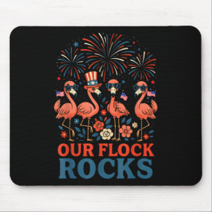 Our Flock Rocks Patriotic Flamingo For Men, Women Mouse Mat
