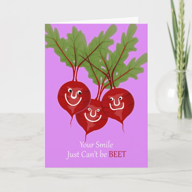 Our Friendship Can't be Beet, Cute Smiling Beets Card (Front)
