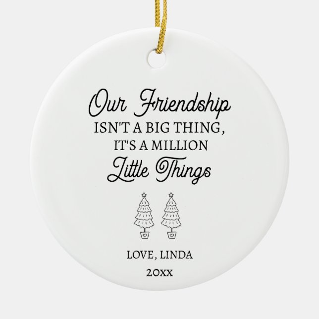 Our Friendship Custom Name Christmas Ceramic Tree Decoration (Front)