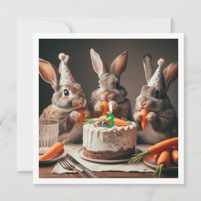 Our funny bunny, bunny birthday invitation (Front)