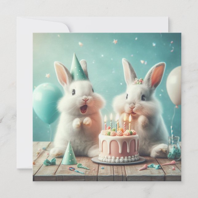 Our funny bunny, bunny birthday invitation (Front)