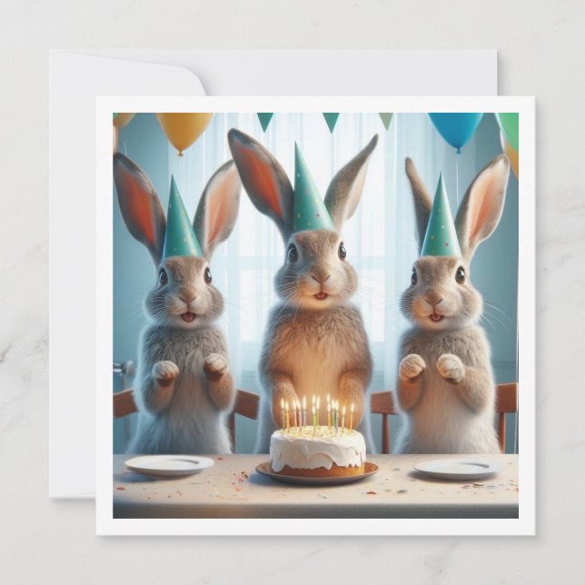 Our funny bunny, bunny birthday invitation (Front)