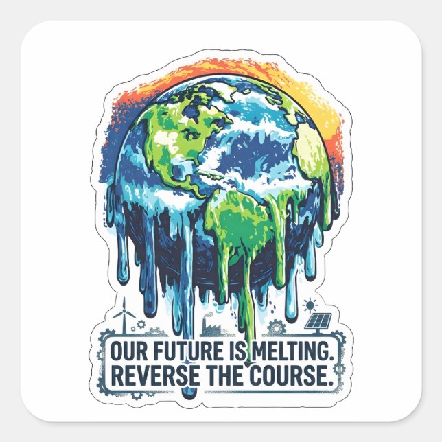 Our Future is Melting | Global Warming Awareness Square Sticker (Front)