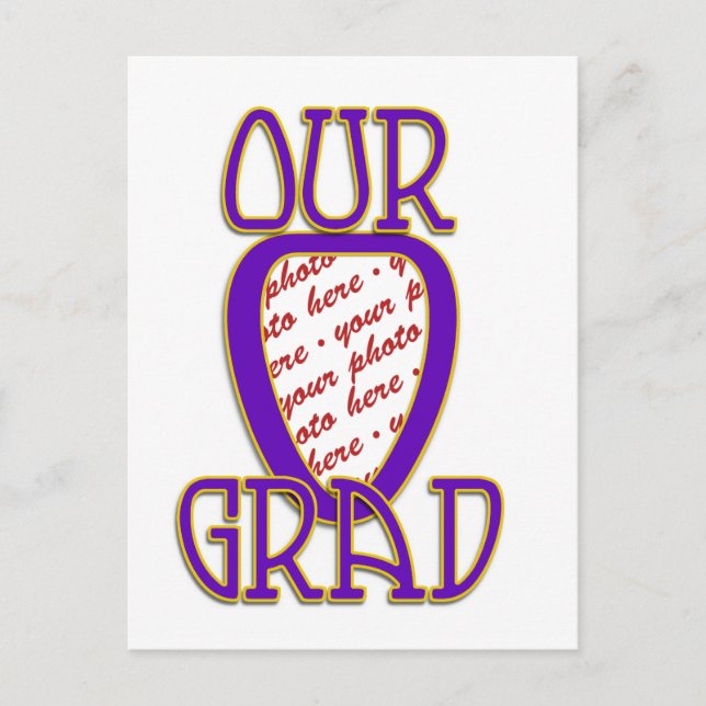 OUR GRAD Purple & Gold School Colours Frame Postcard (Front)