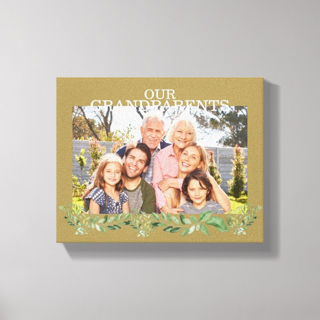 Our Grandparents Photo with GrandChildren Foliage Canvas Print (Front)
