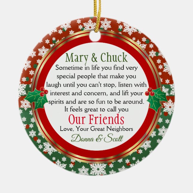 Our Great Neighbour Friends Ceramic Tree Decoration (Front)