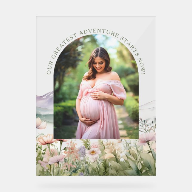 Our greatest adventure baby shower Acrylic Sign  (Front)