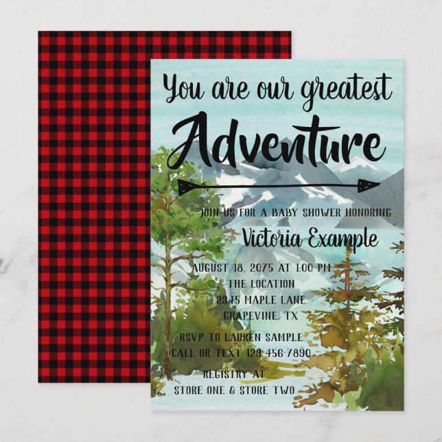 Our Greatest Adventure Baby Shower Inivtations Invitation (Front/Back)