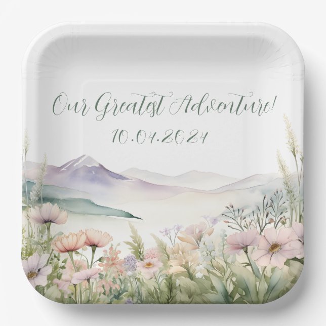 Our greatest adventure baby shower  paper plate (Front)