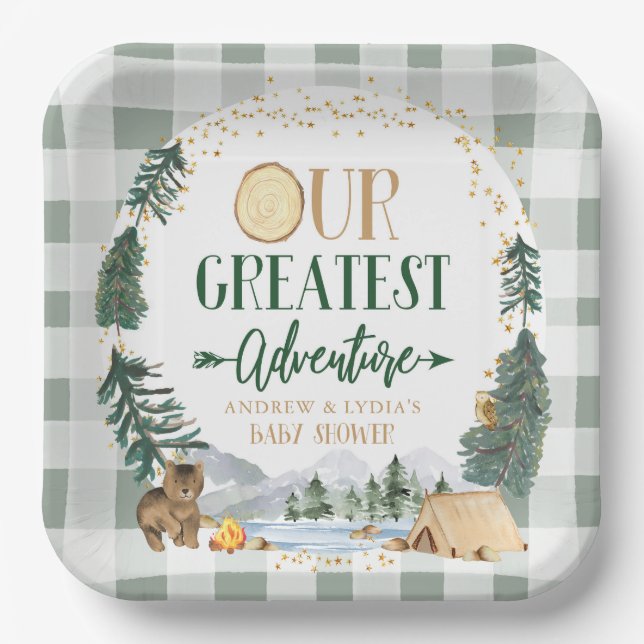 Our Greatest Adventure Baby Shower Plates (Front)
