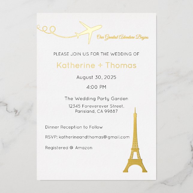 Our Greatest Adventure Begins Invitation, Paris (Front)