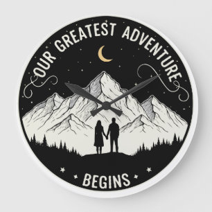 Our Greatest Adventure Begins Rustic Mountain Co Large Clock