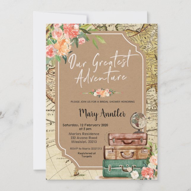 Our Greatest Adventure Bridal Shower Invitation (Front)