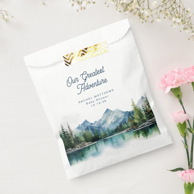 Our Greatest Adventure Forest Mountain Baby Shower Favour Bags (Sealed)