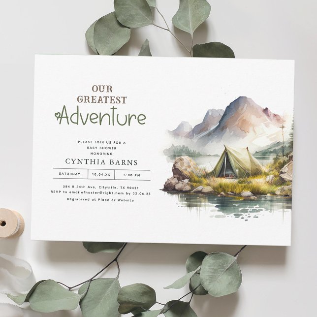 Our Greatest Adventure Mountains Wild Baby Shower Invitation (Our Greatest Adventure Baby Shower Invitations)