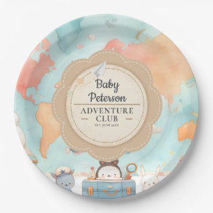 Our Greatest Adventure Neutral Cute Baby Shower Paper Plate