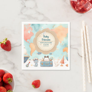 Our Greatest Adventure Vintage Blue Baby Shower Napkin